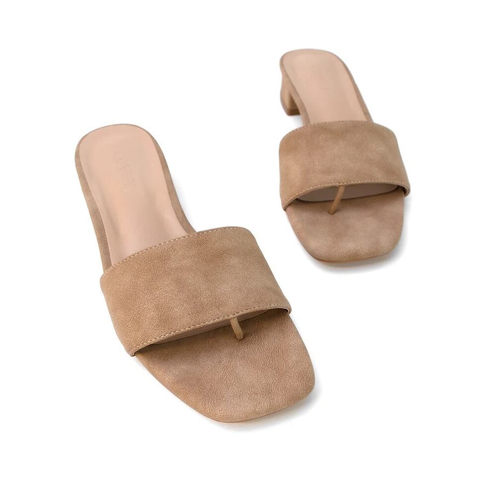 Covet Cara light tan block heels square toe sandals EU 36